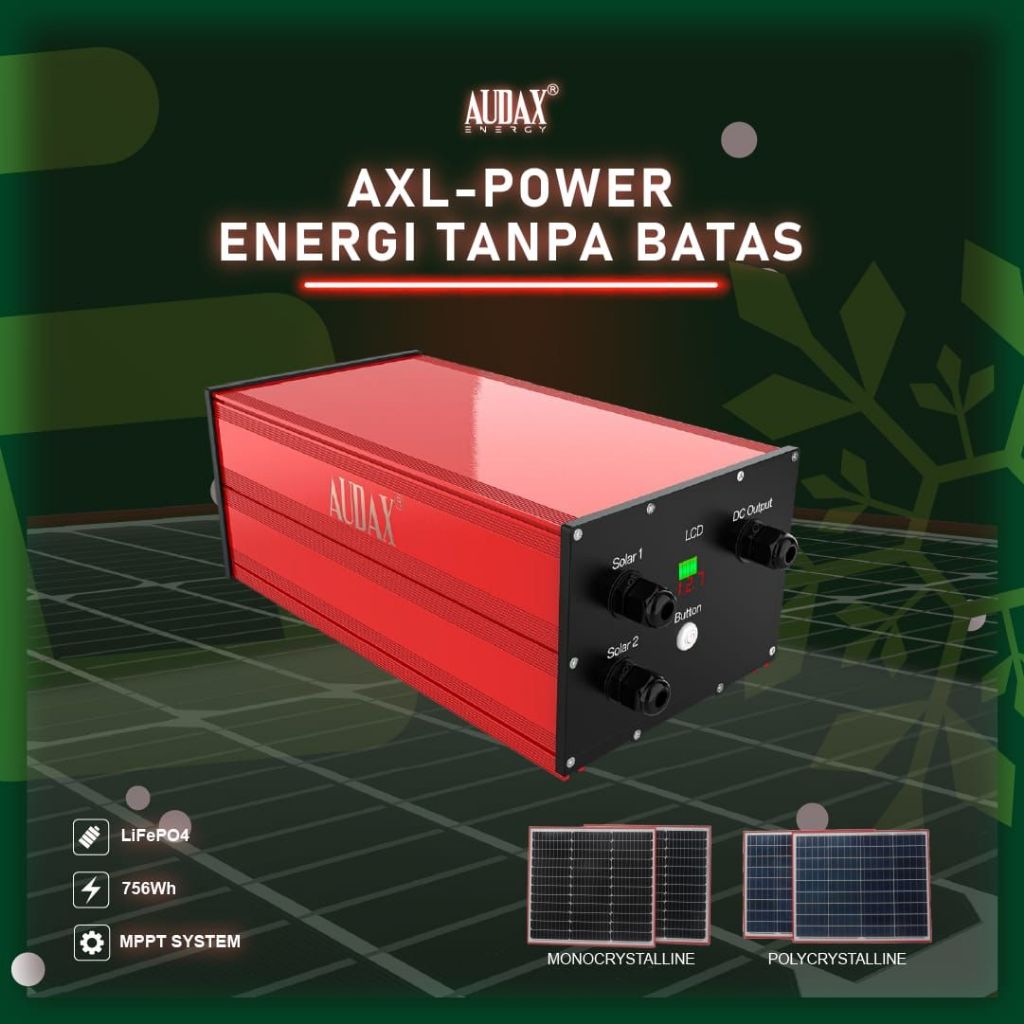 Axl Power Audax – Baterai Solar Cell DC Lithium Iron Solar Panel Anti Air Anti Debu IP65