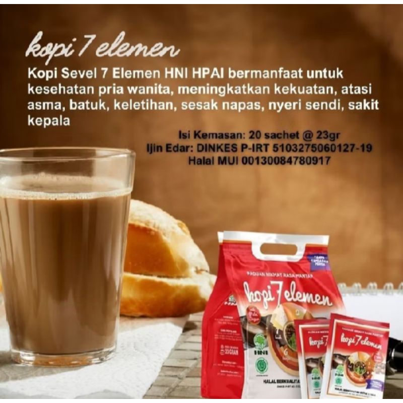 

KOPI SEVEL/7 ELEMEN HNI HPAI original isi 20-kopi stamina pria
