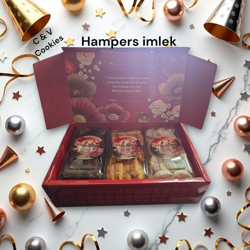 

Hampers Imlek.. C & V Cookies / hampers imlek / kue sincia / kue imlek/ kue kering/ hampers kue / hampers kue imlek / kue tahun baru / kue kering / kue kering tahun baru