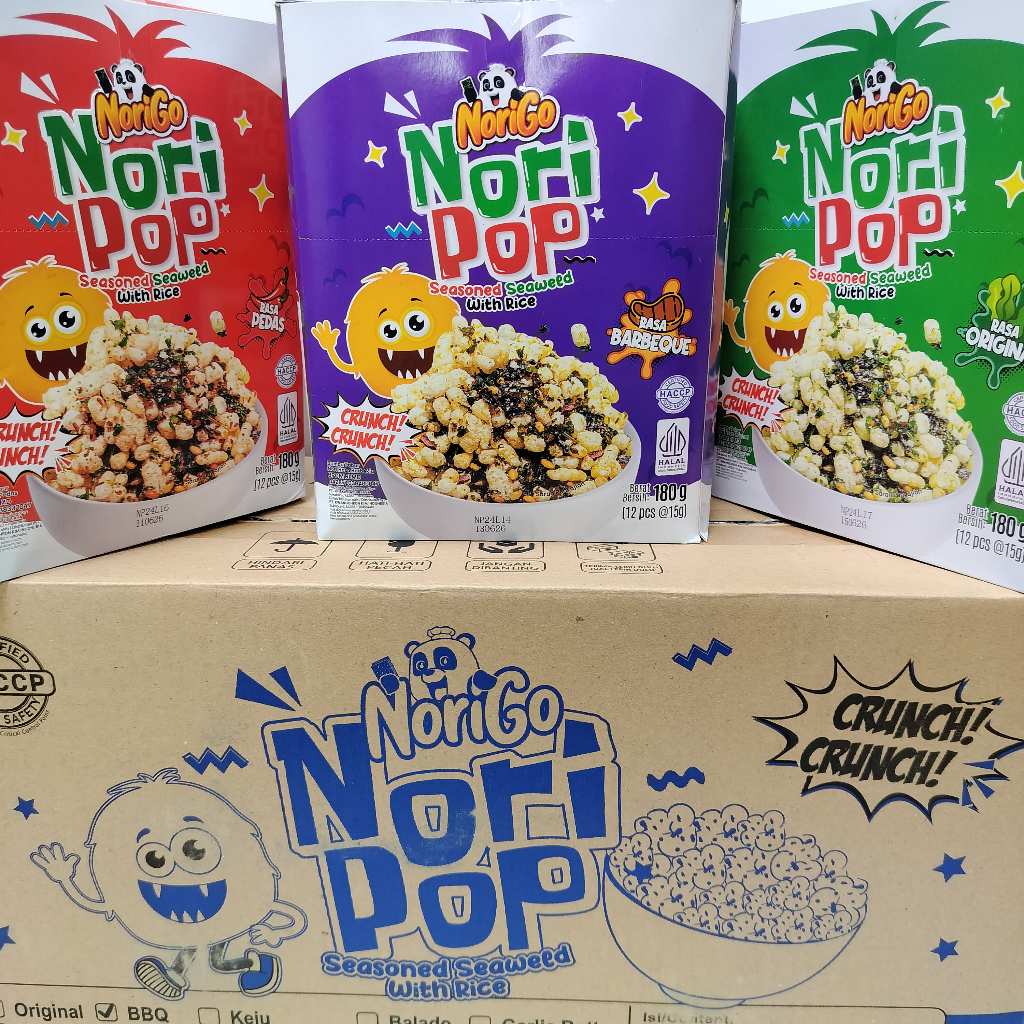 

(1 DUS) NoriGo Pop Seasoned Seaweed With Rice | Rumput Laut Crunchy Nori Pop