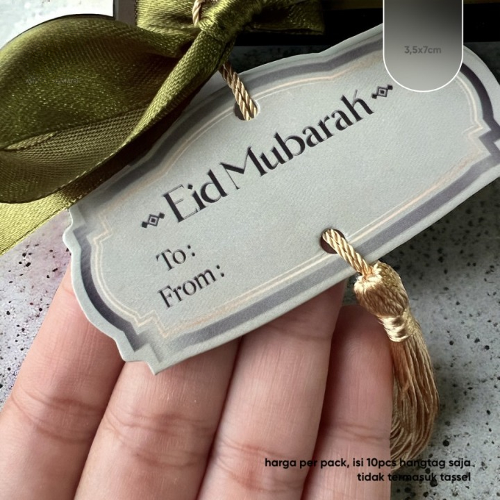 

10 Pcs Hangtag Eid Mubarak Al Aqsa Series Material Ivory Size 7x3.5cm