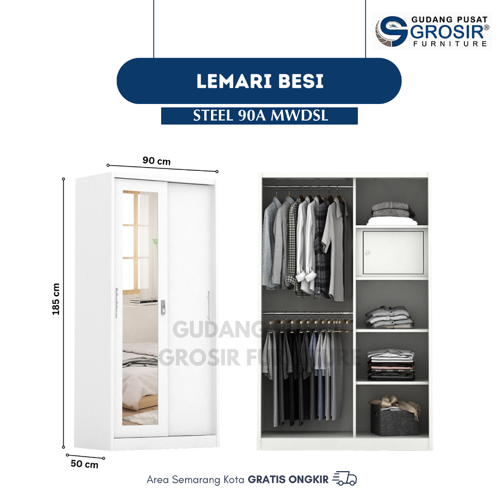 LEMARI BESI - Lemari Pakaian Besi Sliding / Pintu Geser - STEEL