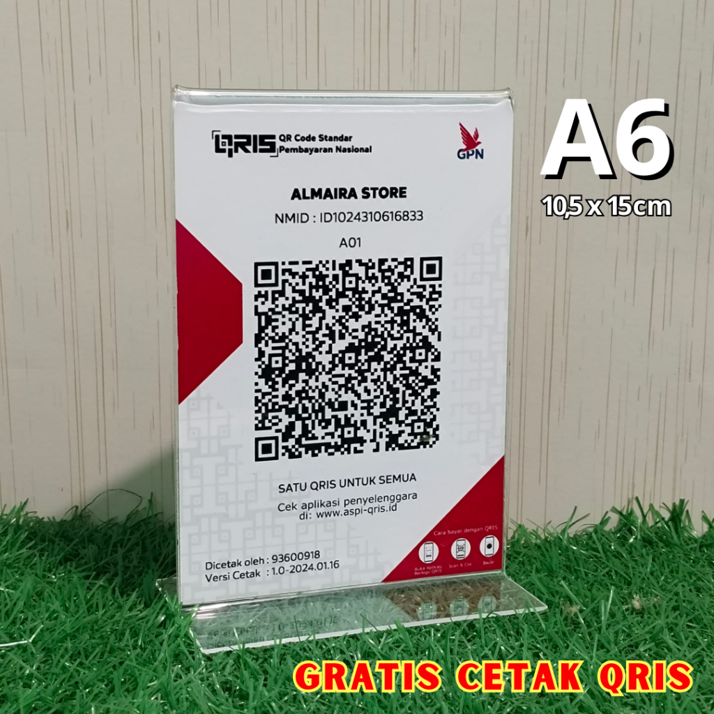 

Akrilik Tempat Brosur Tent Holder ukuran A6 Type T dan Type L Potrait / Tent Card Akrilik QRIS