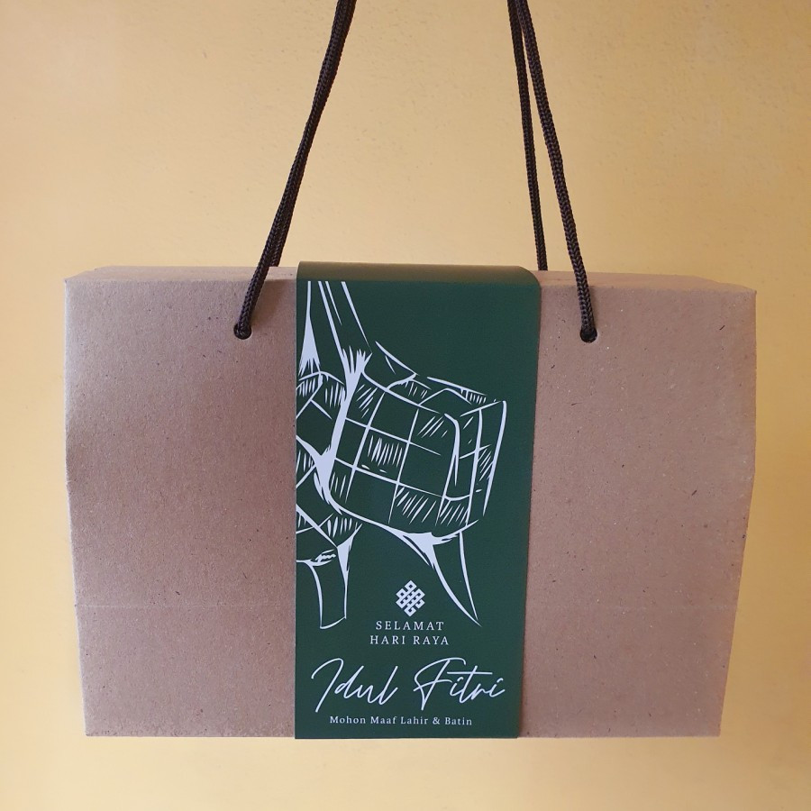 

5 Pcs Dus Tenteng Packaging Cookies Hampers Idul Fitri Hijau Tua Ukuran 20 x 9 x 14cm