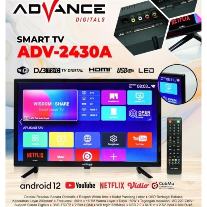 ADVANCE TV LED SMART ANDROID 24 Inch Smart TV / Android TV ADV-2430 A ADV-2430A Advance