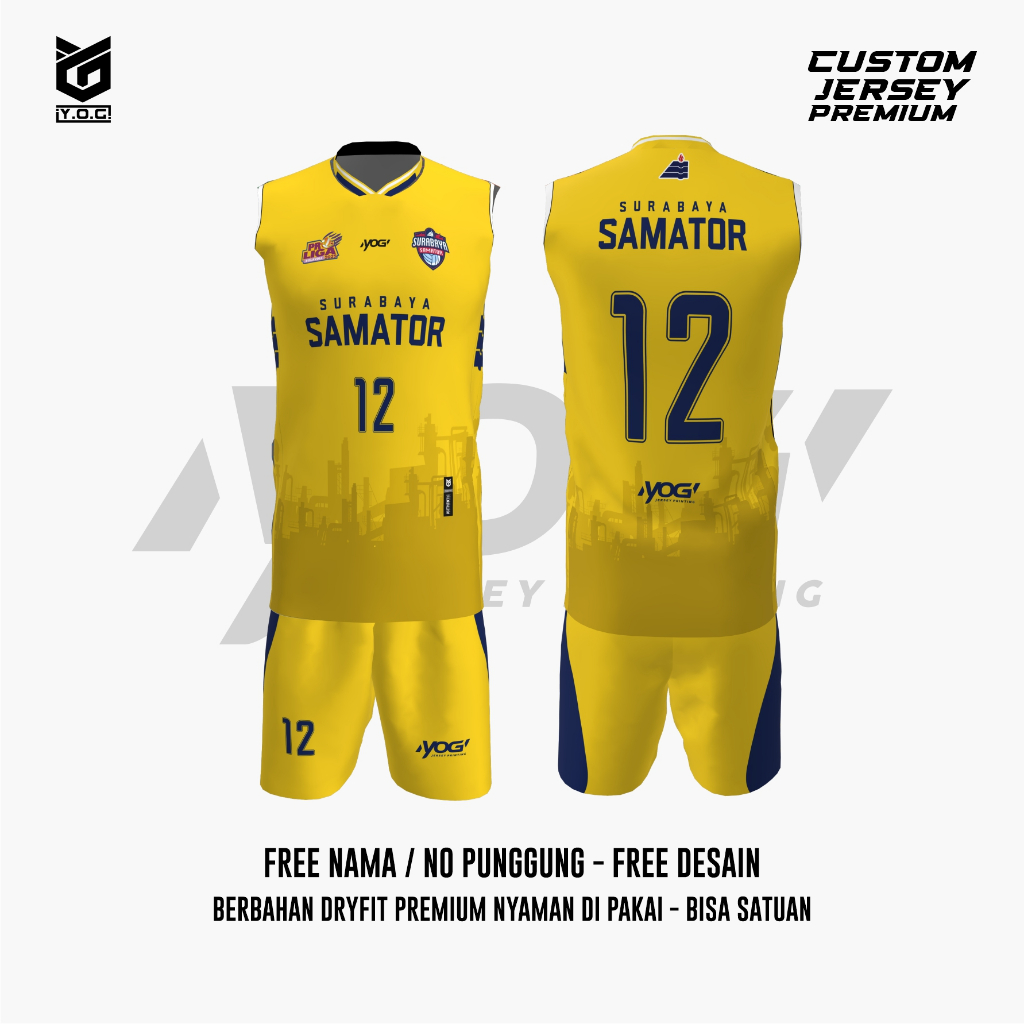 JERSEY LATIHAN SAMATOR (KUNING) PROLIGA 2025 PREMIUM - PREORDER [ BISA CUSTOM NAMA & NOMOR  | BAJU V
