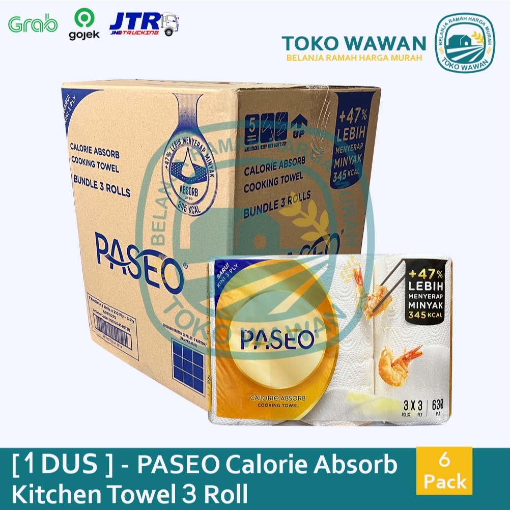 Tissue PASEO ELEGANT KITCHEN Towel 3 Roll  / 1 DUS / KARTON isi 6 PACK / HARGA GROSIR