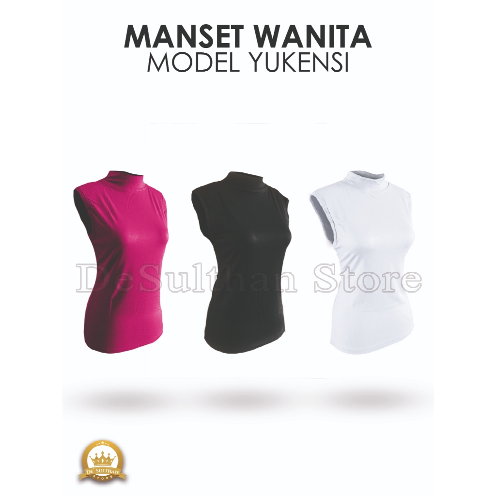 Baju Manset Tanpa Lengan Buntung Wanita Kerah Leher Turtle Neck Yukensi Polos Dalaman Perempuan Warn