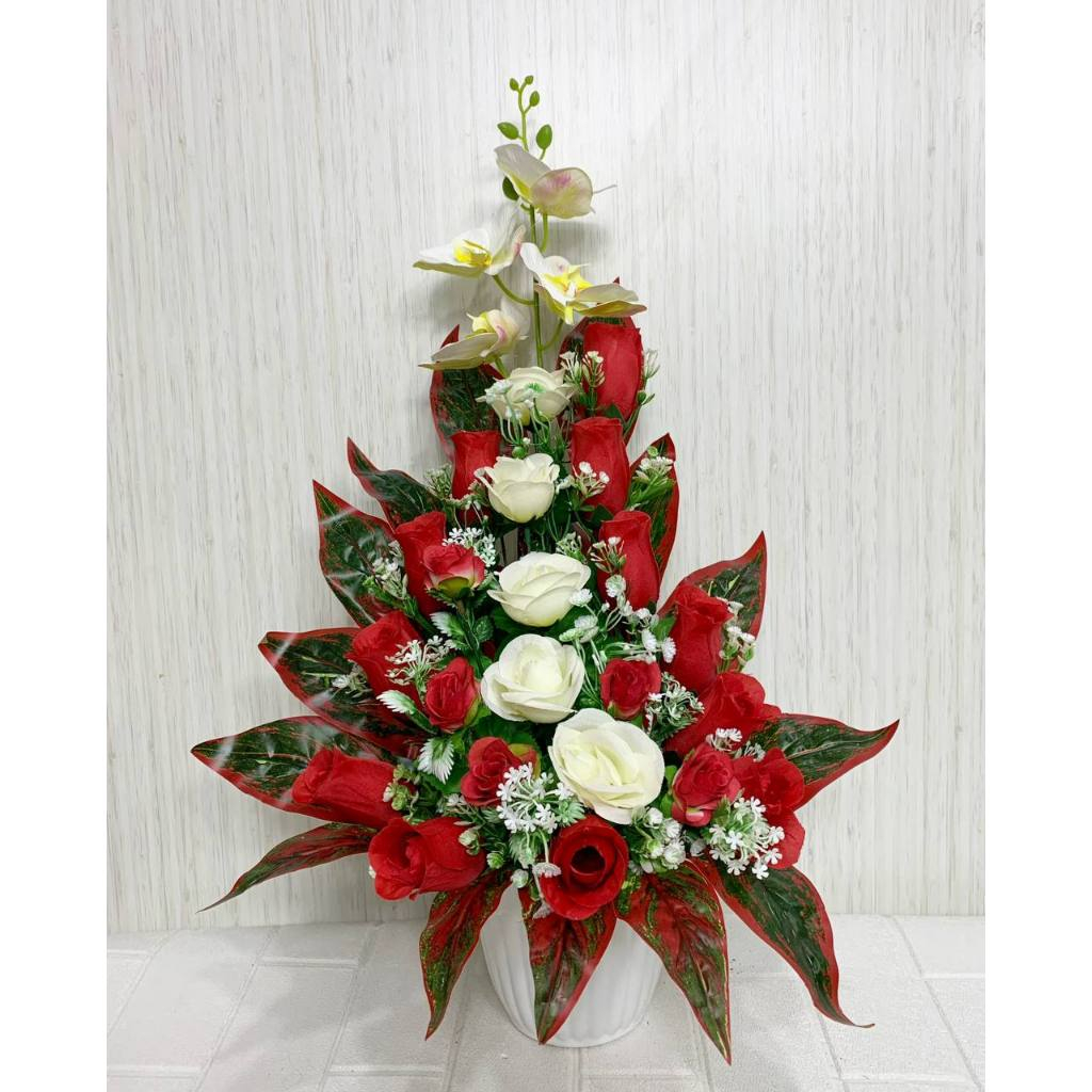 Bunga Meja Sudut Anggrek Latex Ros Mix Kuncup Vas Sunkist