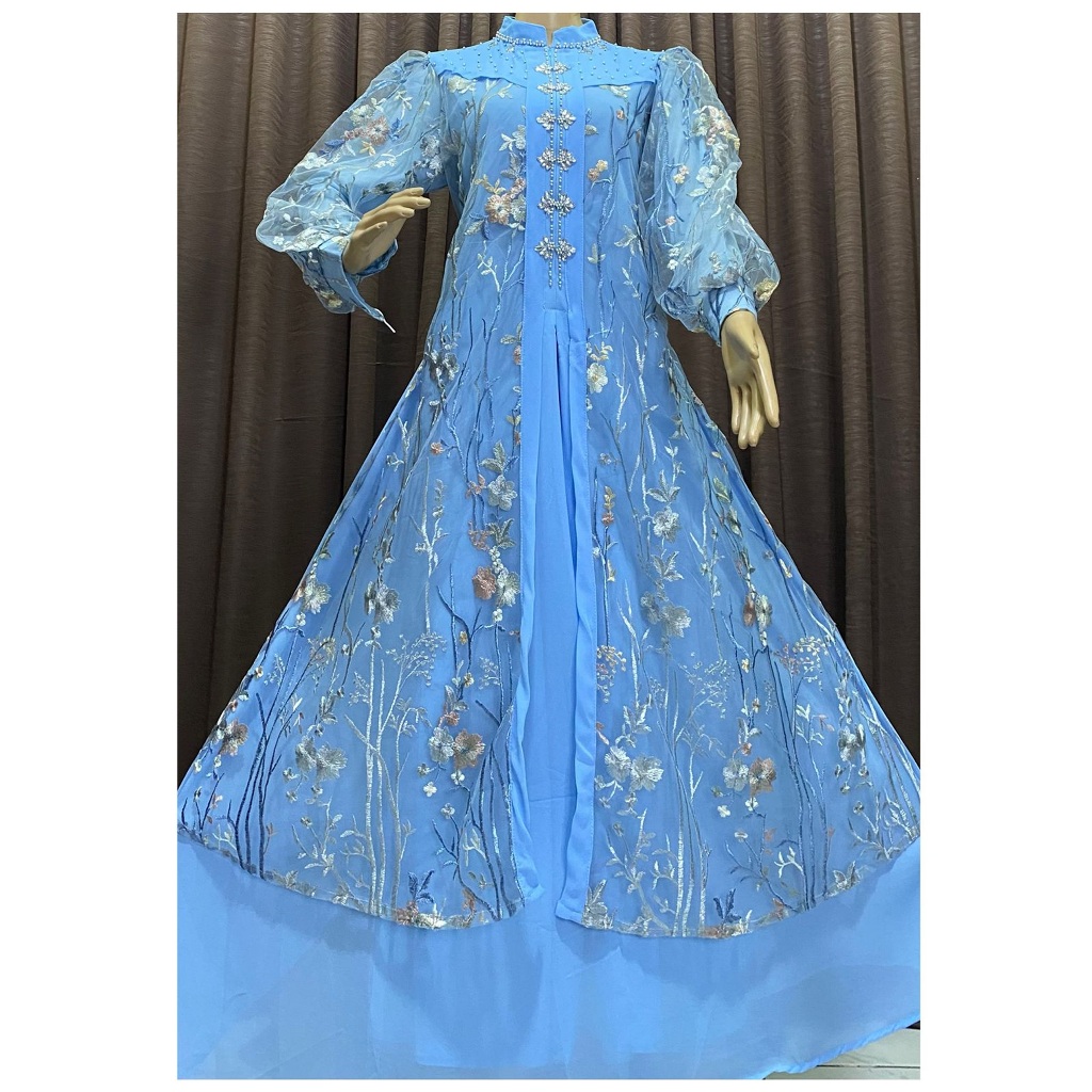 ELIZA GAMIS Tille Kombinasi Ceruti/GAUN MUSLIM WANITA  Dewasa / Tile  GAMIS PESTA/PANJANG BAJU 140 C