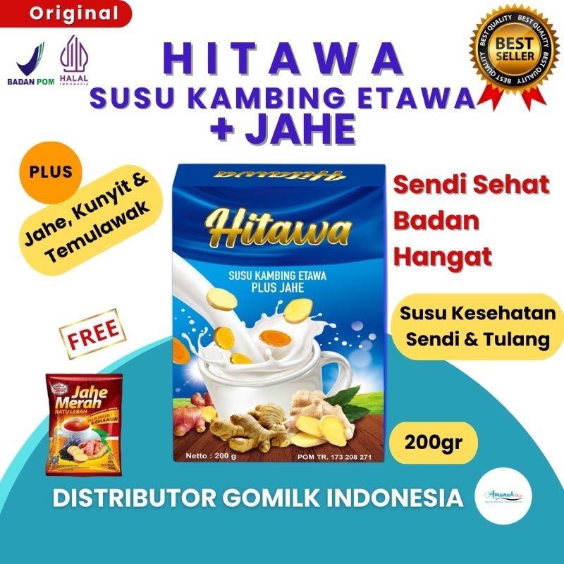 

[BISA COD + GARANSI] [GRATIS JAHE] HITAWA Susu Etawa Plus Herbal Jahe Merah Untuk Tulang dan Sendi