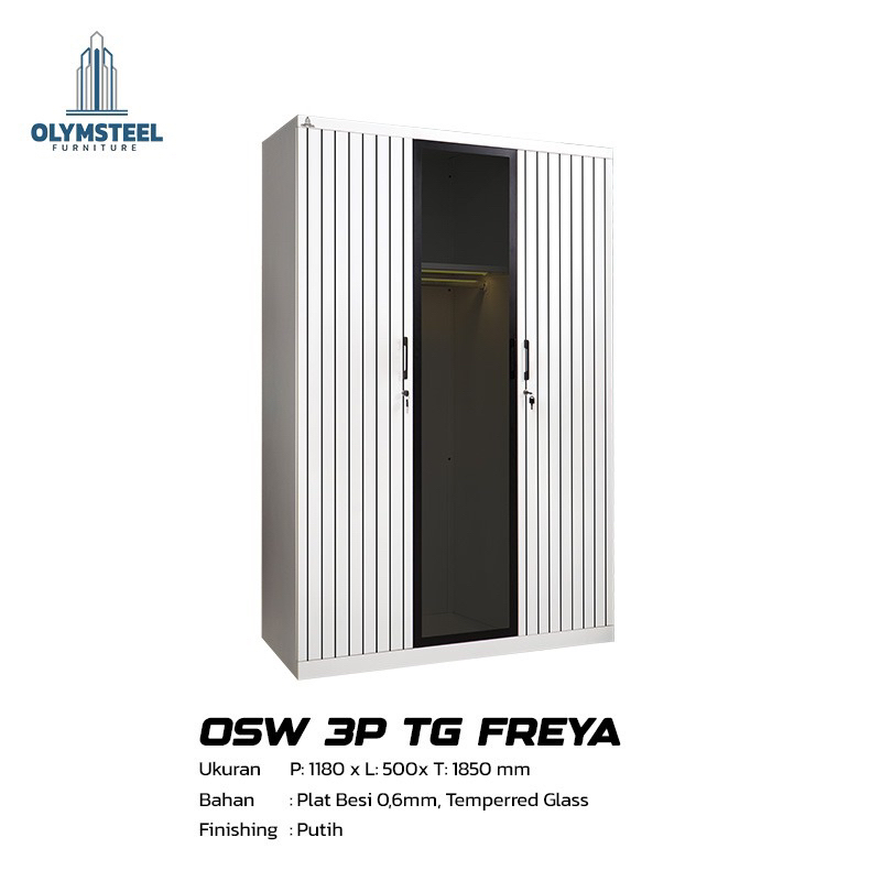 LEMARI PAKAIAN BESI OLYSMTEEL LED/lampu dalam
