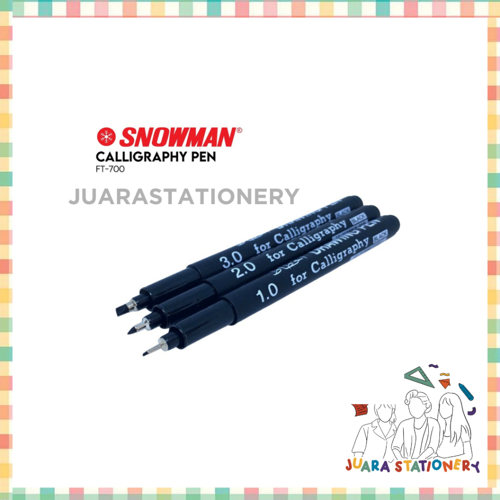 19 - Calligraphy Pen Snowman 2.0 Black Hitam  / Drawing Pen Kaligrafi / Caligraphy / Kaligraphy / ka