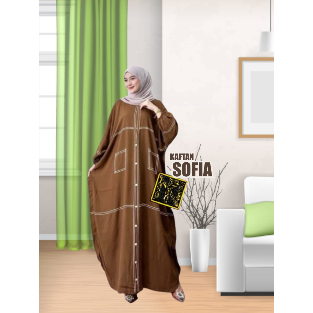 Daster Gamis Hijab Rayon Premium JUMBO - Kaftan Sofia - Gamis Daster Hijab Busui - Gamis kekinian