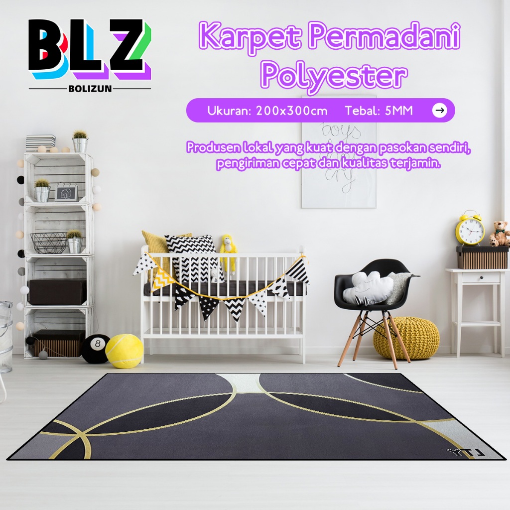 BOLIZUN Karpet Permadani Polyester uk 200x300cm/Karpet Lantai Bermotif aesthetic kekinian Karpet Per