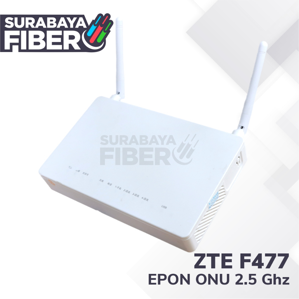 Router ONU F477 V.2 ZTE Original +Adaptor bawaan pabrik - Modem ONT XPON EPON Wifi 2.4Ghz Multi SSID