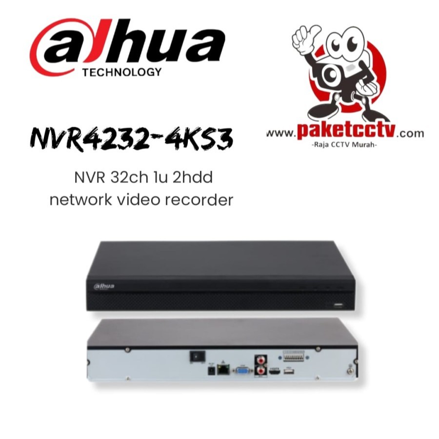 D@HUA NVR4232-4KS3 32 Channel 2 Slot HDD NVR IP Camera CCTV 32ch