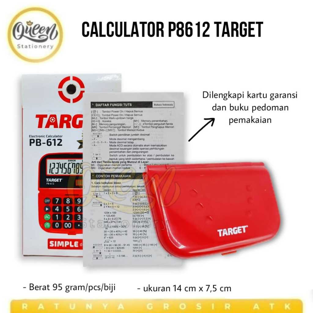 

1 PCS CALCULATOR PB612 TARGET / ALAT HITUNG / KALKULATOR