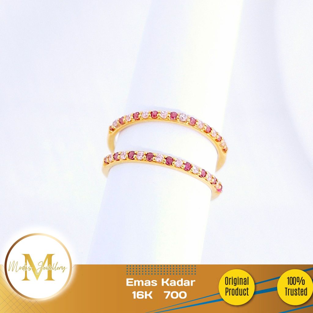 MODIS JEWELLERY - Cincin Listring Pink Maroon Kuning- Emas 16k  700
