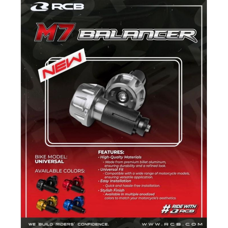 Jalu Stang Bandul Handelbar End Balancer M7 Motor Universal Original 100% RCB Malaysia merah gold bi