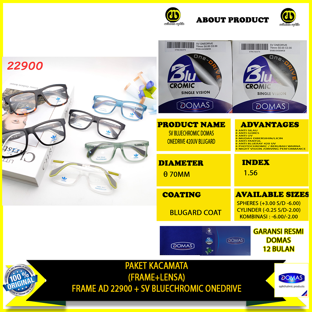 PAKET KACAMATA BLUECHROMIC ONEDRIVE DOMAS AD 22900