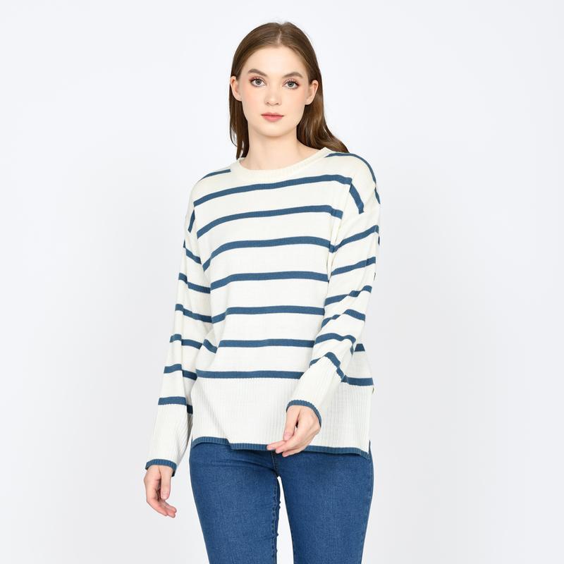 Lea sweater rajut oversize - baju atasan wanita motif haru stripe