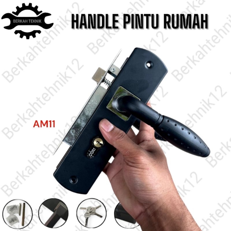 Gagang Pintu Handle Kunci Pintu Set Ukuran Tanggung Hitam / Pegangan Pintu Kunci Kamar Set Medium Ha