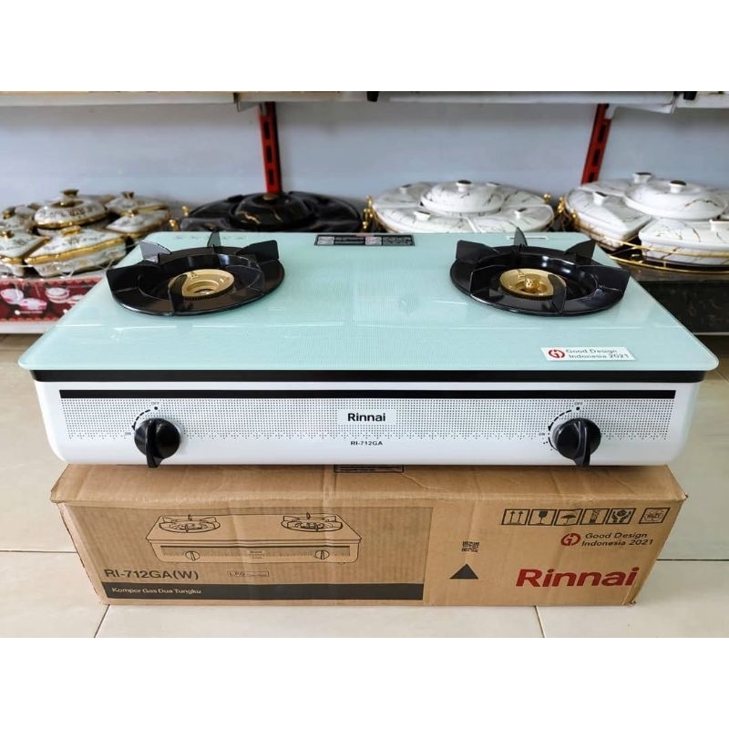 Kompor Gas Rinnai RI-712 GA W / Kompor Rinnai Kaca Tekanan Gas Rendah