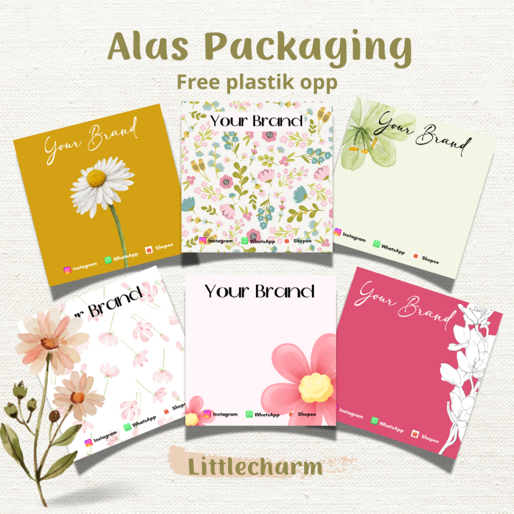 Alas packaging flower theme l bisa custom brand kamu | kertas tebal ivory 310 gsm