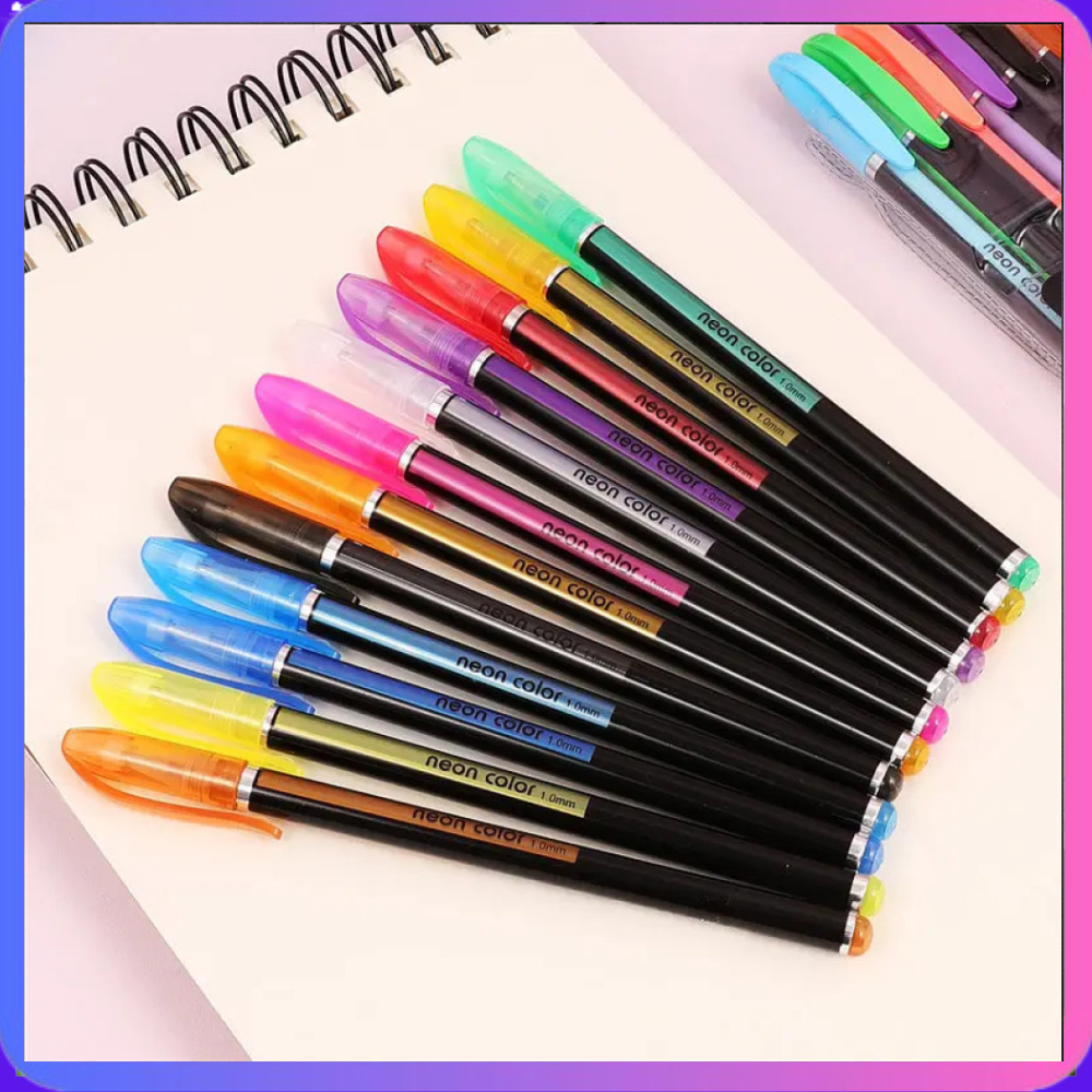 

Pen 12 Warna 1,0mm Neon Color Pulpen Warna-Warni 12 PCS / Pulpen Warna-Warni Tinta / Pen Gel Color