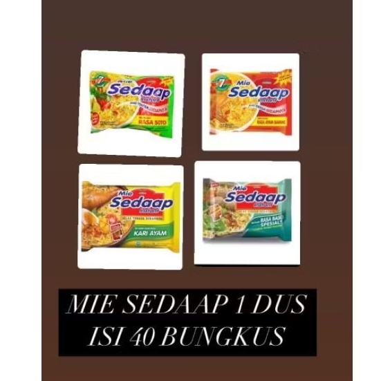 

MIE SEDAAP , SOTO, AYAM BAWANG, BASO, KARI AYAM 1 DUS ISI 40 BUNGKUS