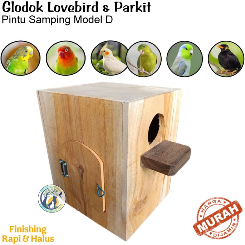 Glodok Mewah Lovebird Parkit Kayu Pintu Samping