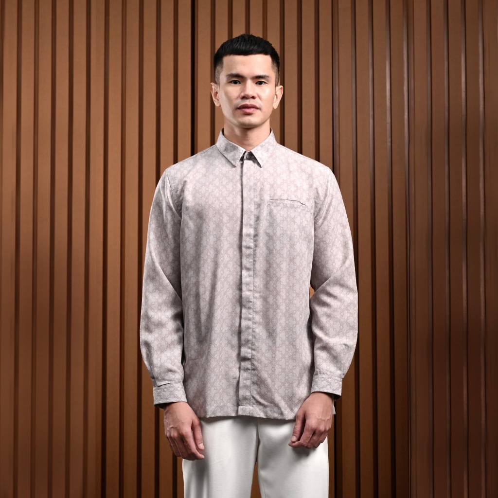 Heymale Awenasa Pointed Collar Long Sleeve Shirt Baju Koko Pria Lengan Panjang