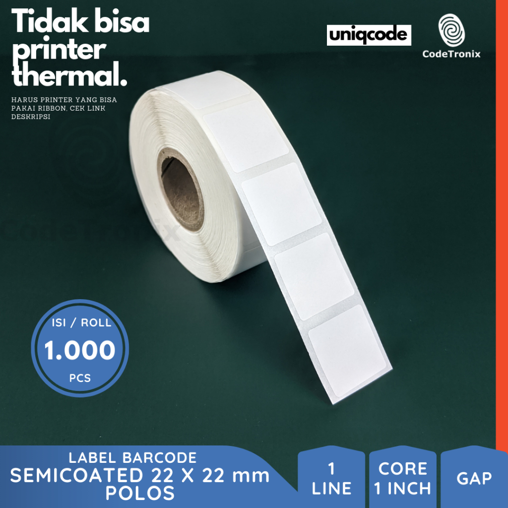 

Label Sticker Kertas Semicoated 22x22 Stiker Barcode Roll 1 Line 1000 pcs
