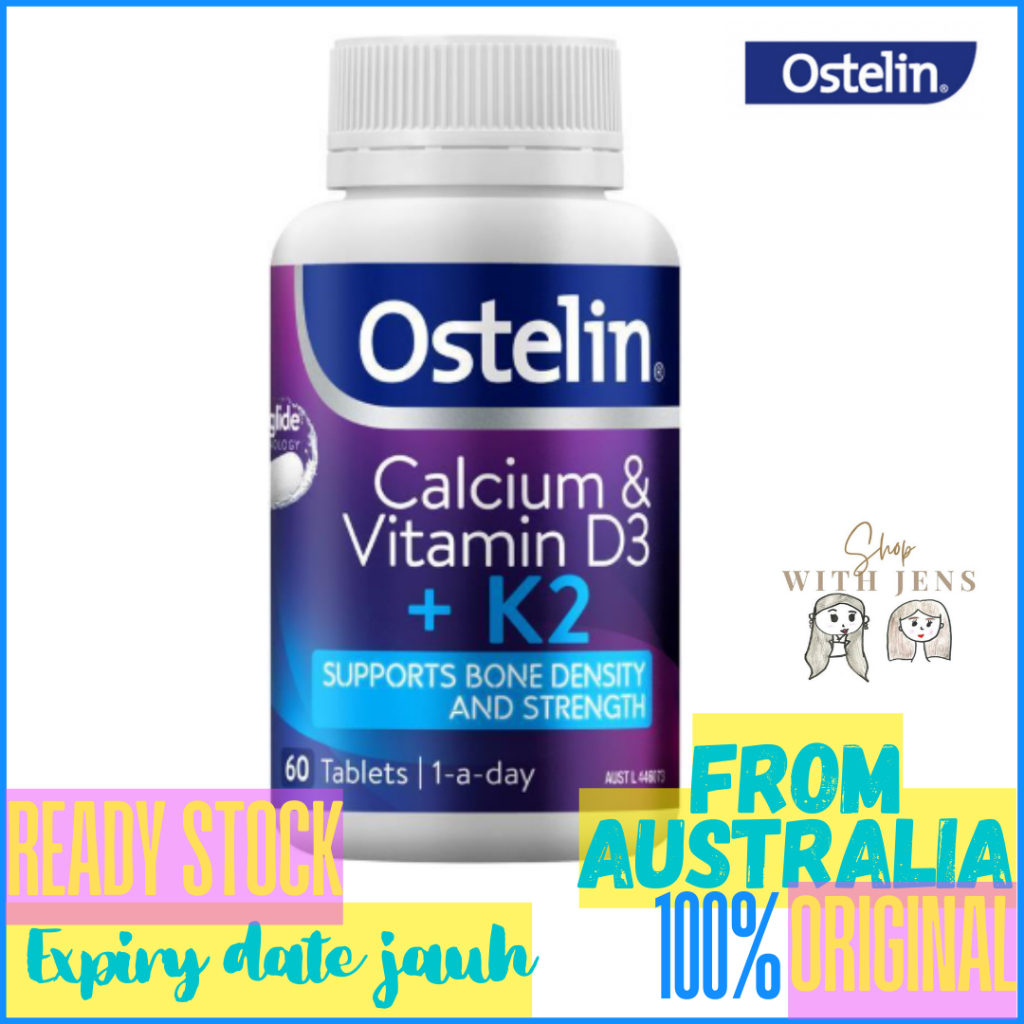 Ostelin Calcium & Vitamin D3 + K2 60 Tablets Supports Bone Density & Strength Untuk Tulang