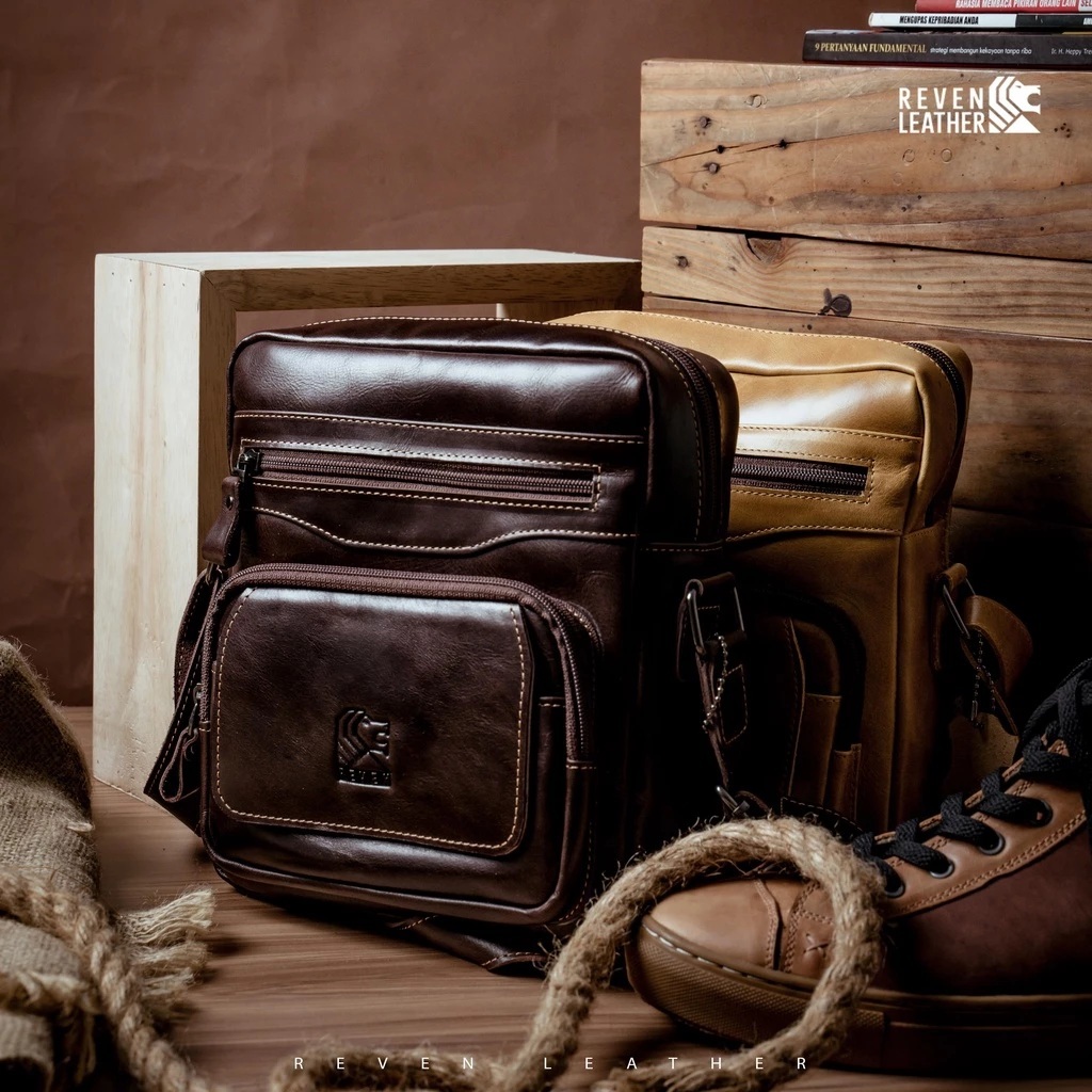 Sling Bag Tas selempang pria kulit asli Reven Slingbag kulit premium model terbaru tas pria kekinian