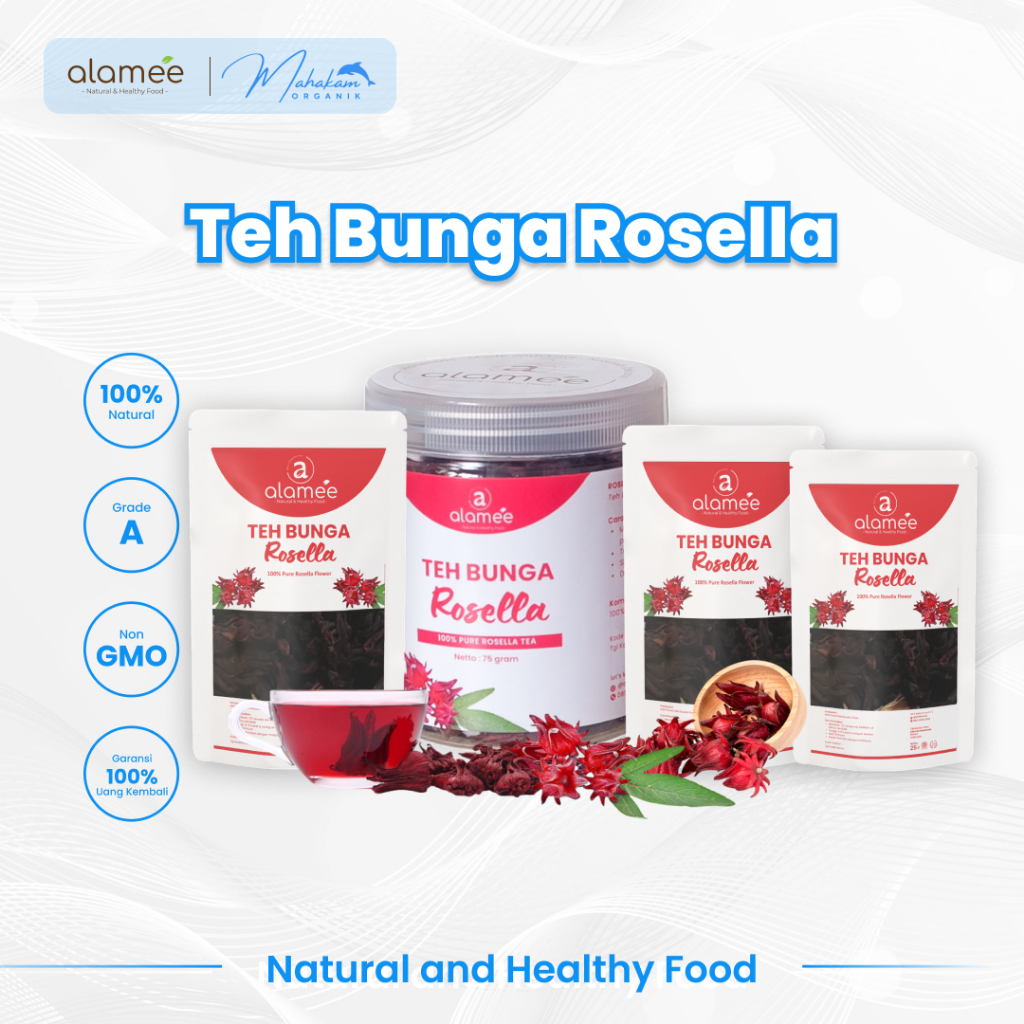 

ALAMEE Teh Bunga Rosella Kering Rosela Tea Flower Merah Red Organik