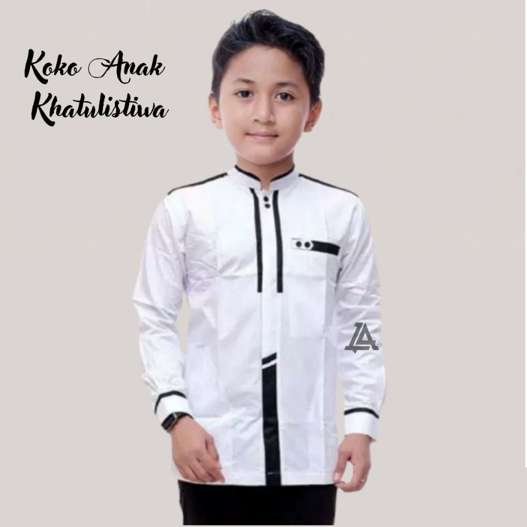 OFFICIAL Baju Koko Anak Laki Laki Usia 5-14Tahun Baju Koko Anak Lengan Panjang Baju Koko Putih