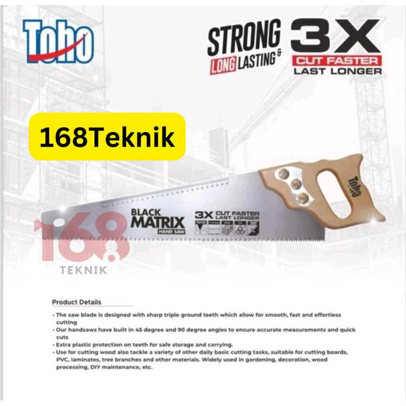 168Teknik Gergaji Kayu18" TOHO Black MATRIX/Gergaji Potong Kayu 18 Inch TOHO BLACK MATRIX/Gergaji Ta