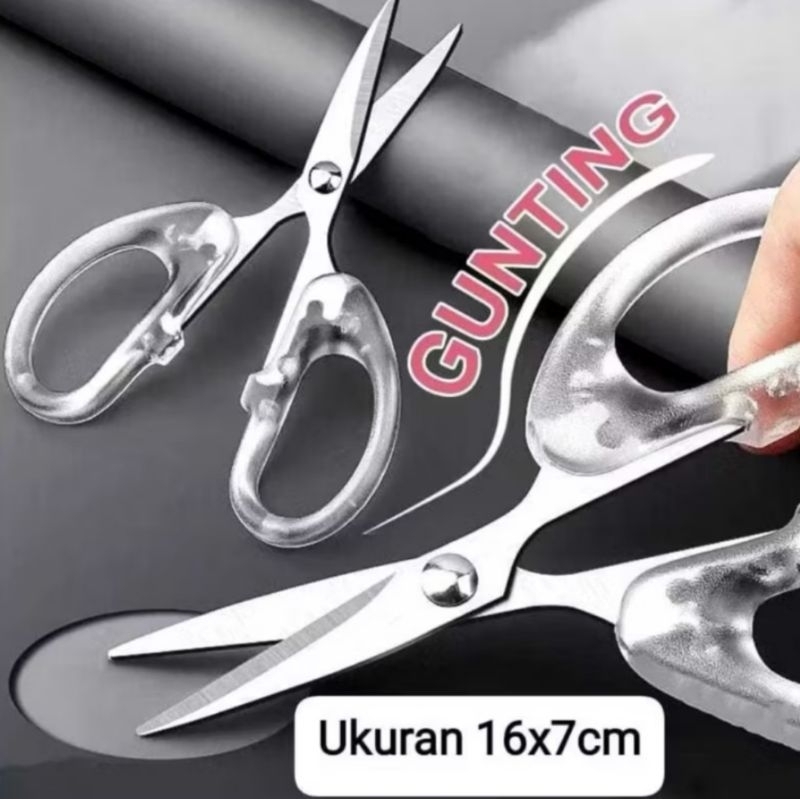 

GUNTING cantik TRANSPARAN Ukuran 16 x 7 / gunting gagang transparan