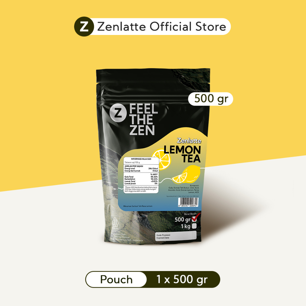 

Zenlatte Lemon Tea - Bag 500gr & 1kg | Lemon Tea Powder | Bubuk Lemon Tea