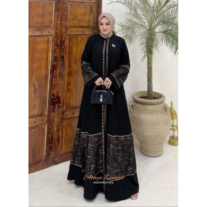 ABAYA ZANNAH ORI AMORE BY RUBY Prada crepe mix brukat