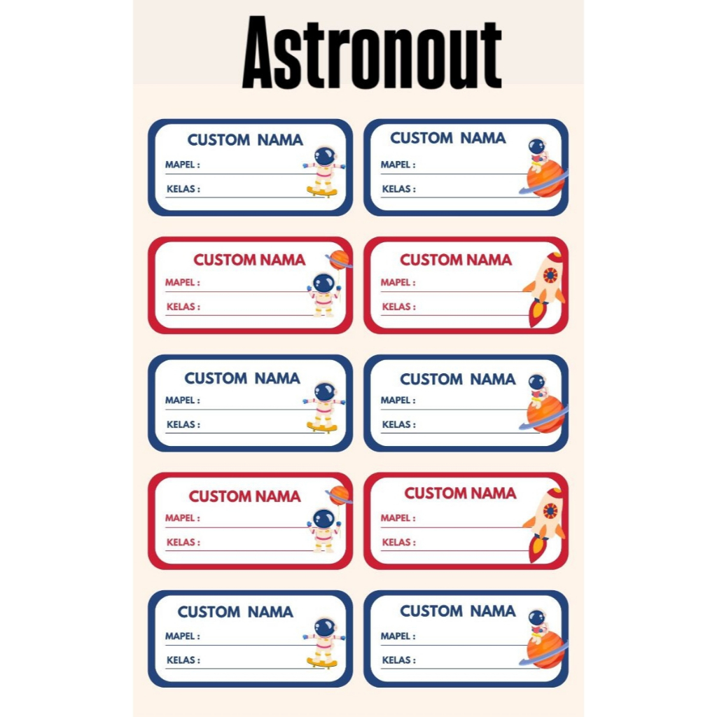 

40 Pcs Stiker Label Nama Buku - Stiker Label Nama Buku Pelajaran - Stiker Karakter
