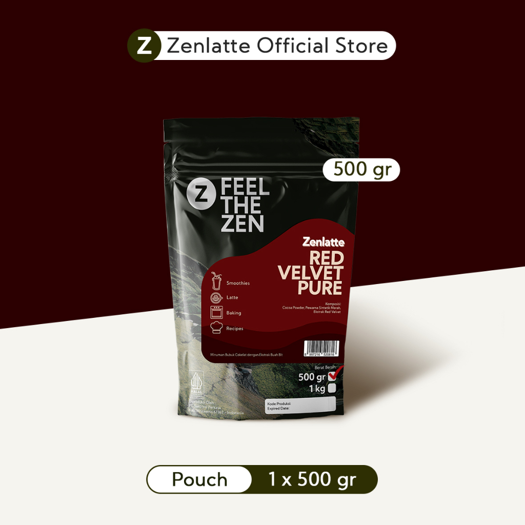 

Zenlatte Red Velvet Pure - Bag 500gr | Red Velvet Pure Powder | Bubuk Red Velvet Pure