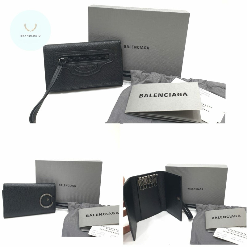 Balenciaga neo classic Keychain wallet keycase all black