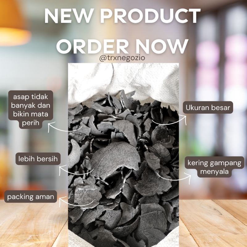 ARANG BATOK BBQ /Arang batok kelapa/ Arang bersih/  Arang briket 1KG