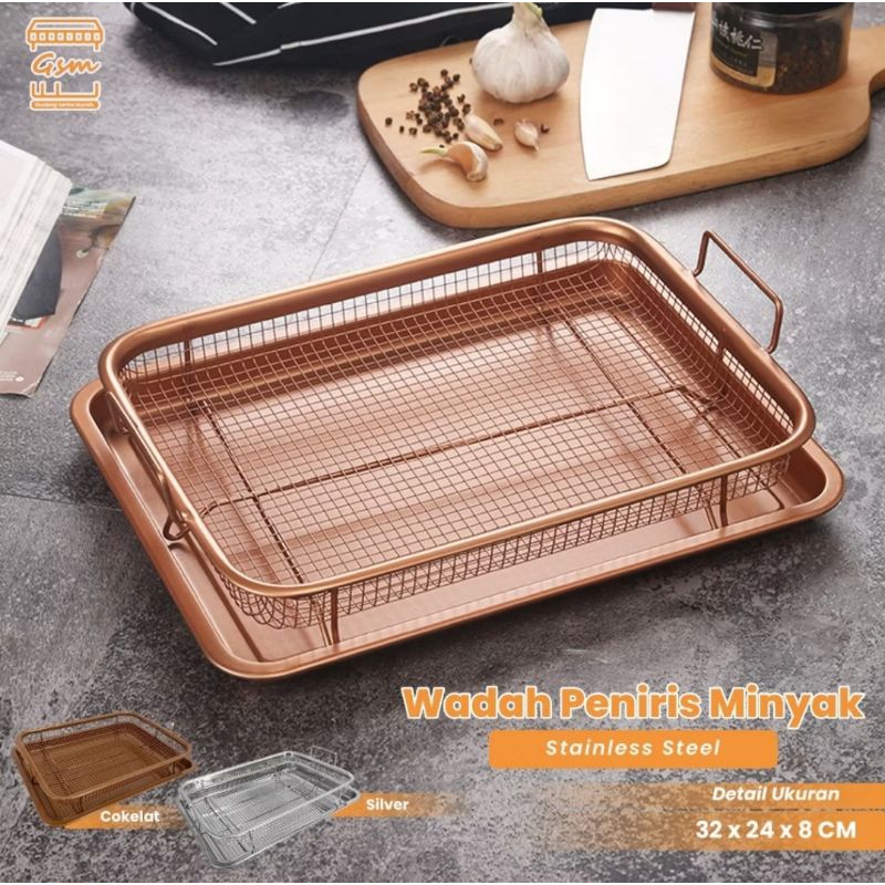 Wadah Peniris Minyak Stainless Steel/peniris gorengan