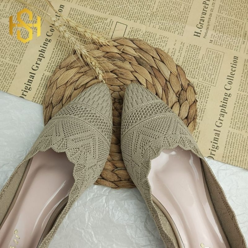 Sepatu Balet Wanita Rajut Sepatu Balet Impor Sepatu Wanita Hak 3cm Sepatu Balet Rajut Wanita Sepatu 
