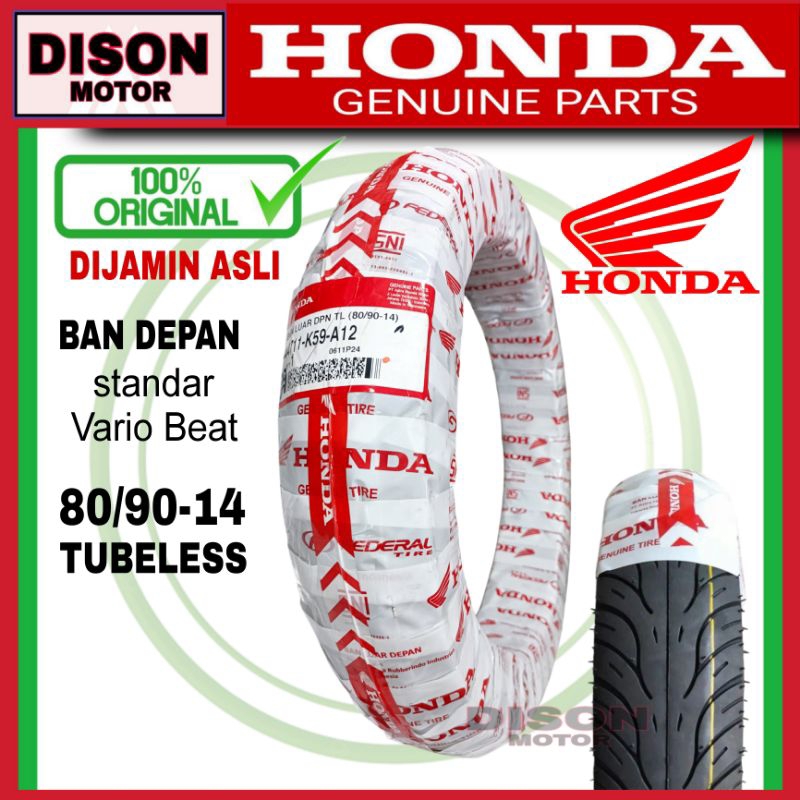 Ban tubles honda federal 80/90-14 original ban tubeless depan standar vario beat
