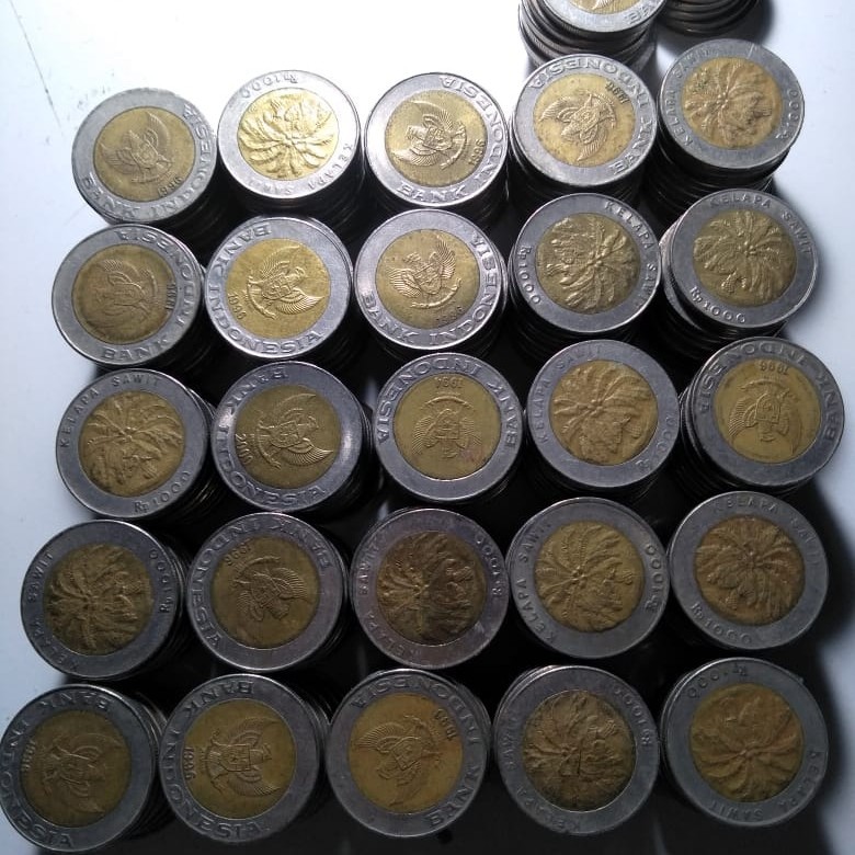 KOIN NUMISMATIK ASLI BIMETAL SERIBU KOLEKSI LANGKA KOIN KUNO SAWIT ANTIK KOLEKTOR INDONESIA TAHUN 19